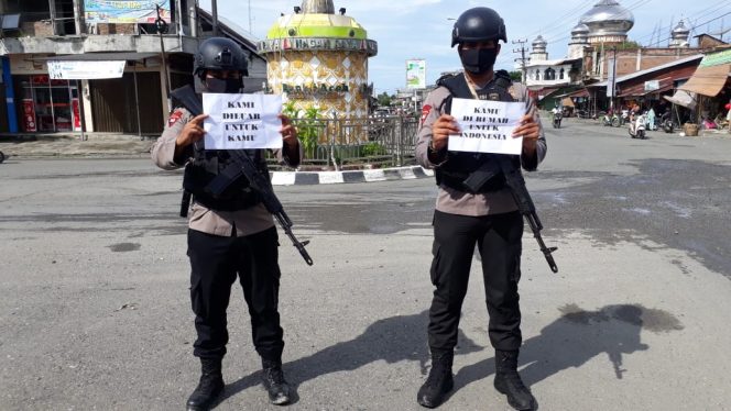 
					Pencegahan Penyebaran COVID-19, Personil Kompi 3 Batalyon C Pelopor Adakan Giat Sosialisasi