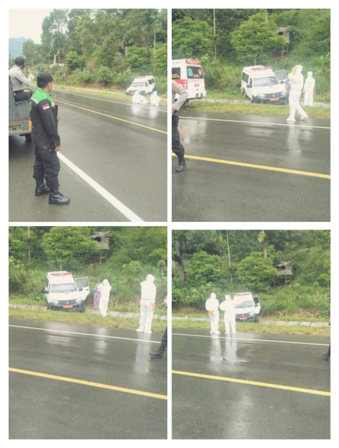
					Pecah Ban, Ambulance Bawa Pasien Positif Corona Asal Abdya Kecelakaan di Aceh Jaya
