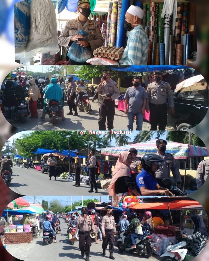 
					Antisipasi Penyebaran Covid 19, Personil Mapolsek Darul Makmur Patroli Dialogis Hingga ke Pasar-pasar