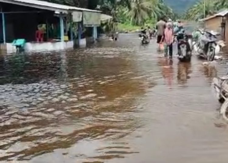 Banjir rendam pemukiman penduduk Desa Cot Bayu, Kecamatan Trumon timur, Kabupaten Aceh Selatan Kamis (3/11/2022) foto /dani