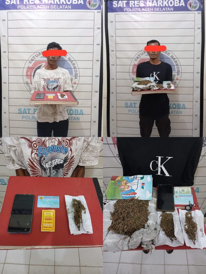 
					Dua Pelaku Narkotika jenis Ganja Diamankan Satres Narkoba Polres Aceh Selatan