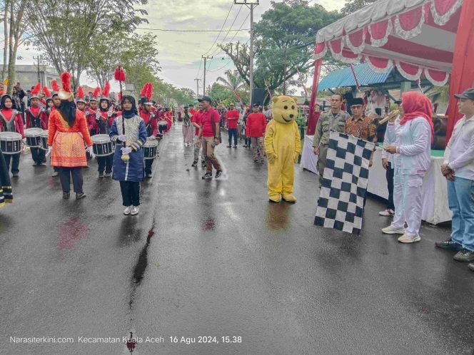 
					Ribuan Pelajar dan Guru, Ikut Meriahkan Pawai Karnaval Meriahkan HUT RI Ke 79 Tahun di Nagan Raya