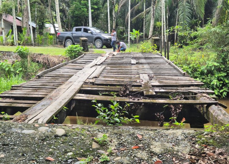 Kondisi jembatan rusak di Desa Cot Lada, Kecamatan Bubon, Aceh Barat, Minggu (8/9/2024) foto/Dok PUPR