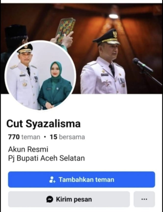 
					Awas! Ada Akun FB Catut Nama dan Foto Pj. Bupati Aceh Selatan