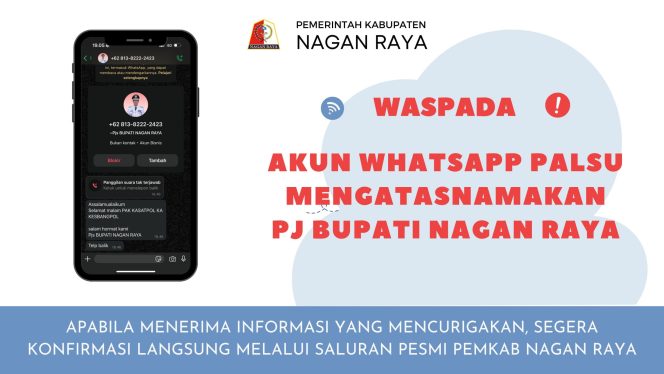 
					Waspada, Akun WhatsApp Palsu Mengatasnamakan Pj. Bupati Nagan Raya