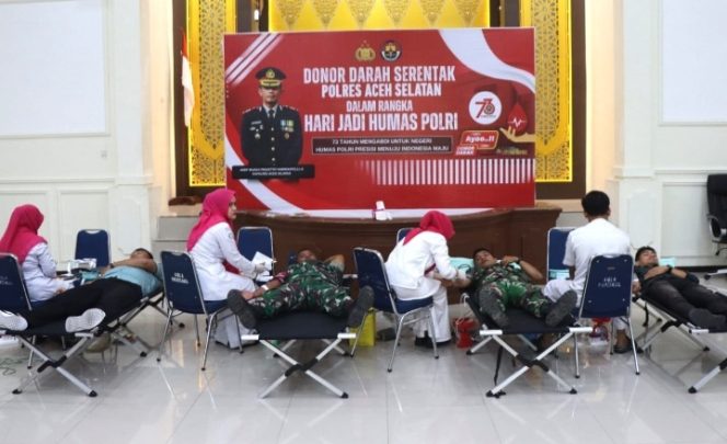 
					Sambut Hari Jadi Humas Polri ke- 73, Polres Aceh Selatan Gelar Bakti Kesehatan Donor Darah