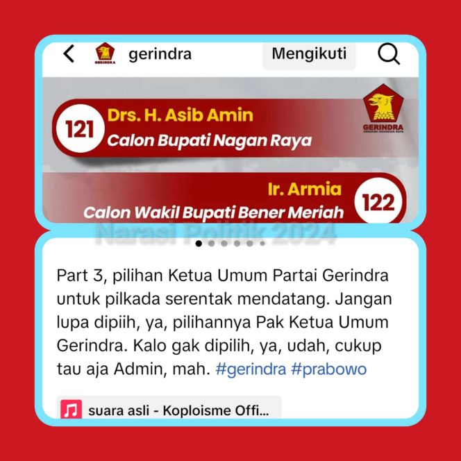 
					Garis Komando Jelas, Partai Gerindra Publikasi Calon Kepala Daerah Pilihan Ketum Prabowo Subianto, AMAN Nagan Raya 