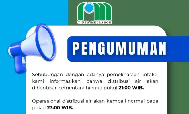 
					Pemeliharaan Intake, Perumdam Tirta Meulaboh Hentikan Distribusi Air Sementara