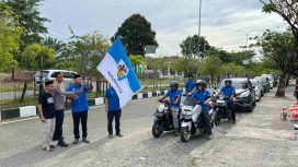 Ketua KNPI beserta Waka Polres Nagan Raya melepaskan pendistribusian 1,8 ton Beras ke 21 Dayah Pesantren di Nagan Raya, Ist foto :Ikhsan