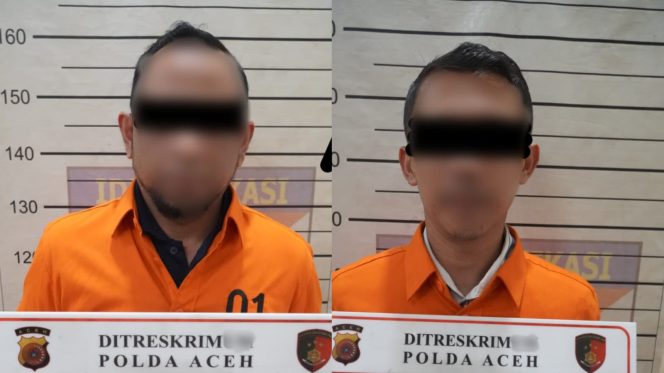 
					Penyidik Polda Aceh Tahan Dua Karyawan Bank Aceh Syariah Cabang Bener Meriah. Minggu (18/5/2025). | Foto: ist