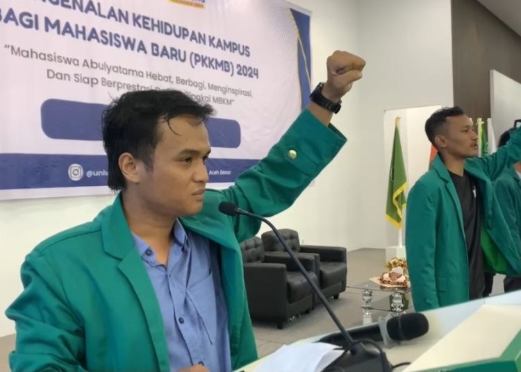 “Presma Harus Berani Kawal Transparansi Anggaran Mahasiswa” – Tegas Imam Gunawan, Demisioner Presma Universitas Abulyatama. Selasa (29/7/2025). | Foto : Ikhsan