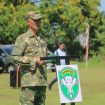 Wabup Abdya Zaman Akli saat memberikan sambutan pada Pembukaan TMMD ke-128 dilapangan bola kaki Gampong Gunong Cut, Tangan-Tangan, Rabu, 22 April 2026.