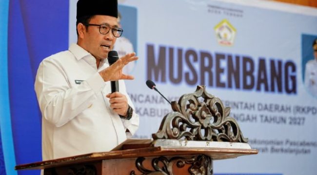 Bupati Aceh Tengah, Haili Yoga, membuka Musyawarah Perencanaan Pembangunan (Musrenbang) RKPD Tahun 2027 di Gedung Oproom Setdakab Aceh Tengah, Rabu, 15 April 2026.