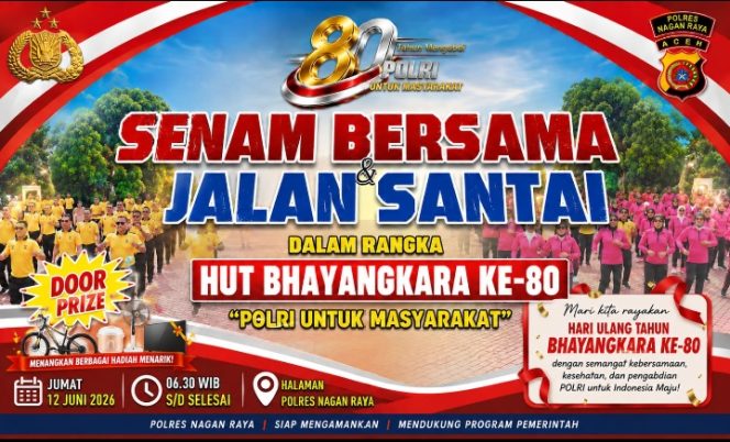 
					Polres Nagan Raya Adakan Jalan Santai dan Senam Bersama, Sediakan 170 Doorprize